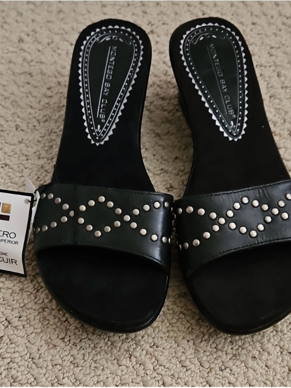 Studded Leather Wedge Sandals